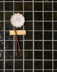 Hatsu Square Oribe Green Japanese Hand Crafted Mosaics Tile 72x72mm tile, view 3 - Tile Touch