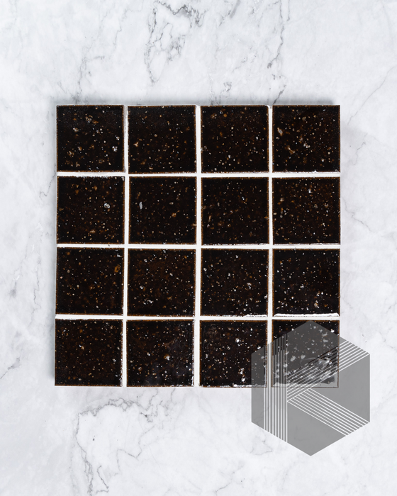 Hatsu Square Espresso Burgundy Japanese Hand Crafted Kit Kat Mosaic Tile 72x72mm