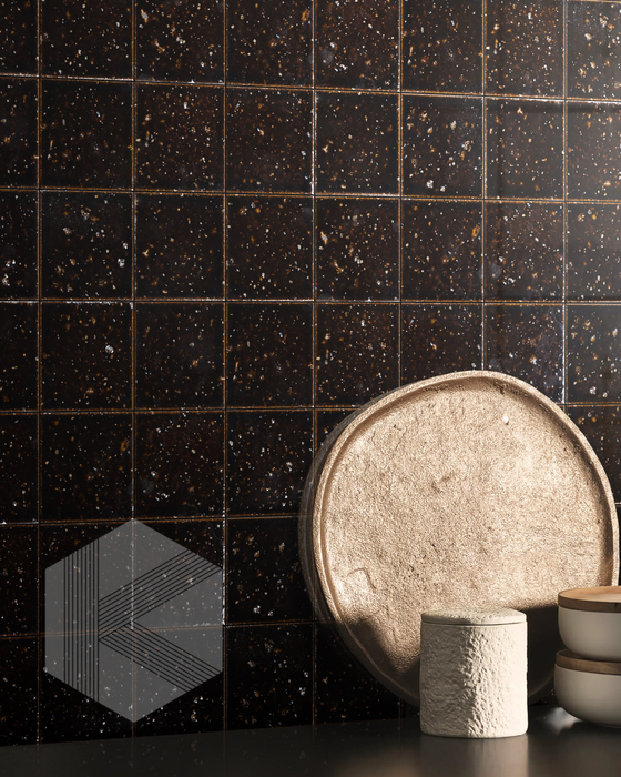 Hatsu Square Espresso Burgundy Japanese Hand Crafted Kit Kat Mosaic Tile 72x72mm