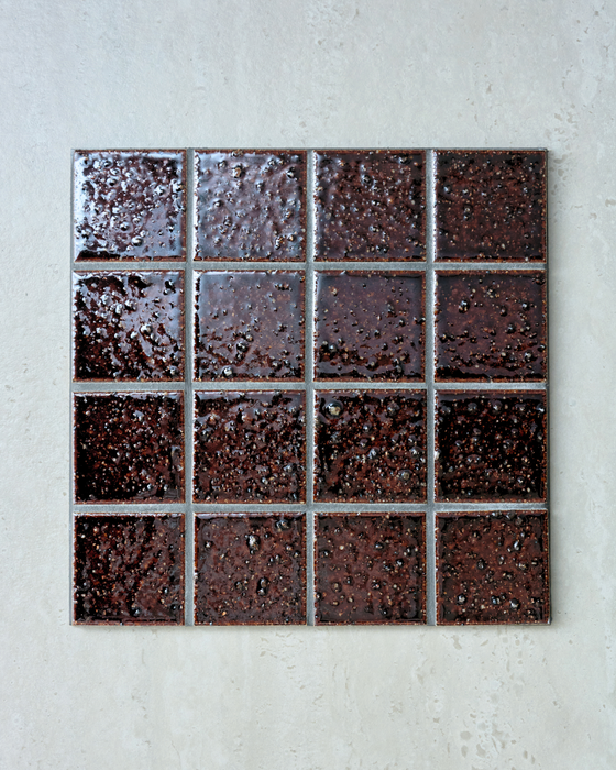 Hatsu Square Mahogany Speckle Japanese Hand Crafted Mosaics Tile 72x72mm