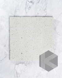 Hatsu Square White Speckle Japanese Hand Crafted Mosaics Tile 72x72mm Front