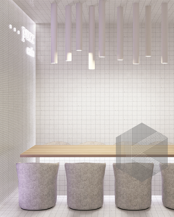 Hatsu Square White Speckle Japanese Hand Crafted Mosaics Tile 72x72mm Installation