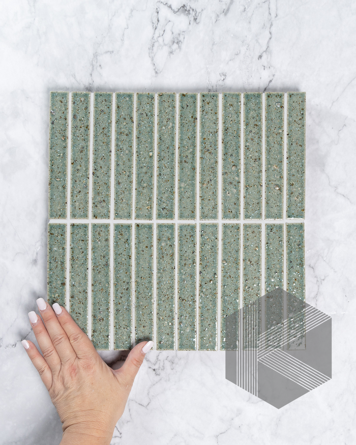 Hatsuborder Aqua Blue Japanese Hand Crafted Kit Kat Mosaic Tile 23x152mm Main Front