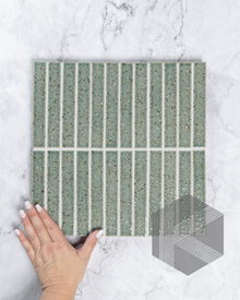  Hatsuborder Aqua Blue Japanese Hand Crafted Kit Kat Mosaic Tile 23x152mm Main Front
