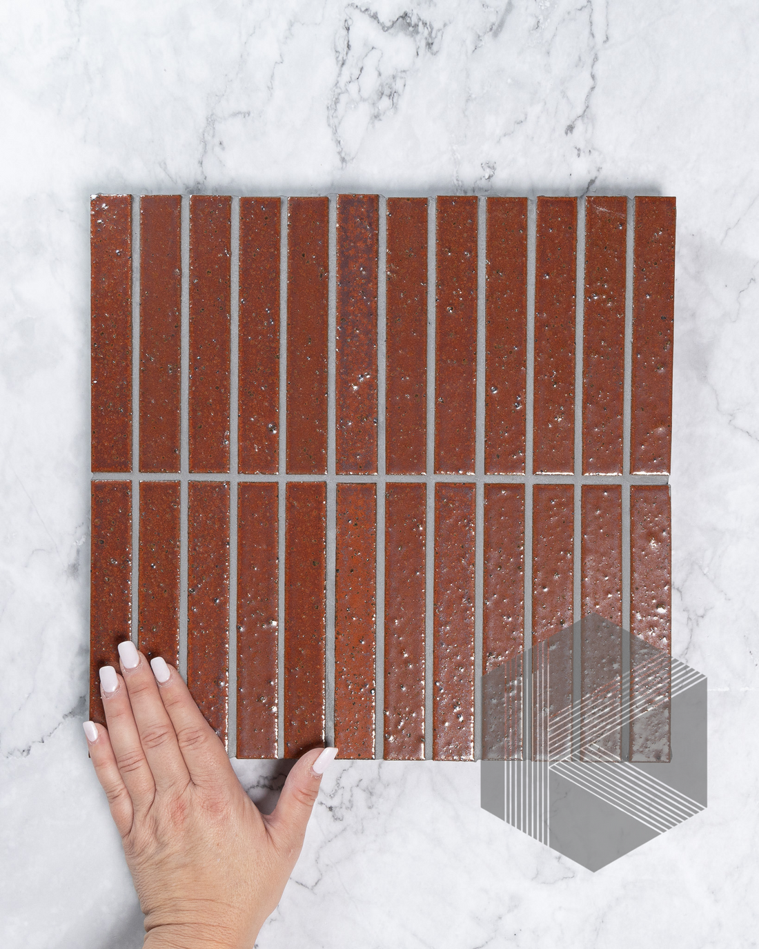 Hatsuborder Blood Red Japanese Hand Crafted Kit Kat Mosaic Tile 23x152mm Main