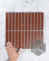Hatsuborder Blood Red Japanese Hand Crafted Kit Kat Mosaic Tile 23x152mm Main