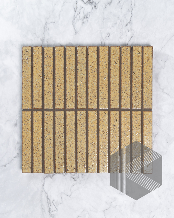 Hatsuborder Wheat Mustard Japanese Hand Crafted Kit Kat Mosaic Tile 23x152mm Front