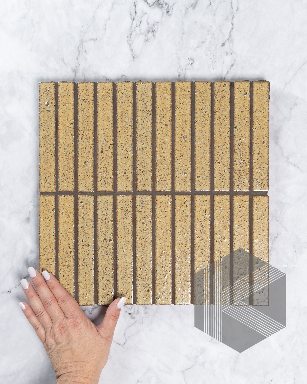 Hatsuborder Wheat Mustard Japanese Hand Crafted Kit Kat Mosaic Tile 23x152mm