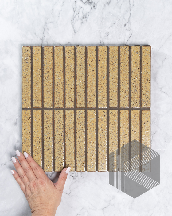 Hatsuborder Wheat Mustard Japanese Hand Crafted Kit Kat Mosaic Tile 23x152mm Main
