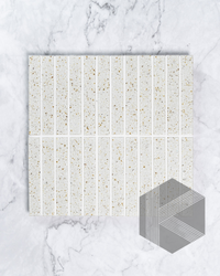 Hatsuborder White Speckle Japanese Hand Crafted Kit Kat Mosaic Tile 23x152mm Front