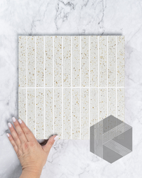 Hatsuborder White Speckle Japanese Hand Crafted Kit Kat Mosaic Tile 23x152mm Main