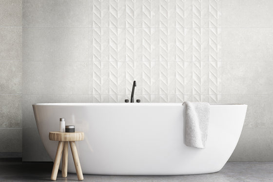 Hickory Ivory Chevron 3D Feature Wall Porcelain Tile 300 x 600mm