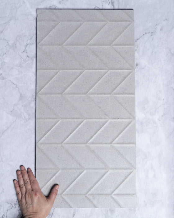 Hickory Grey Chevron 3D Feature Wall Porcelain Tile 300 x 600mm