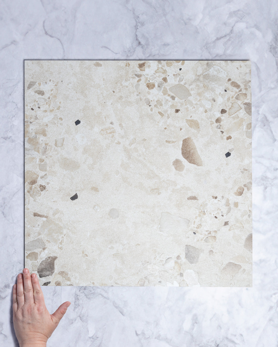 I Cocci Siciliani Bianco Italian Terrazzo Matt Porcelain Tile 604x604mm tile, view 1 - Tile Touch