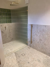 Osaka Olive Green Speckle Japanese Hand Glazed Large Finger Mosaics 45x195mm tile, view 7 - Tile Touch