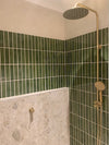 Kazoku Osaka Olive Green Speckle Japanese Hand Glazed Large Finger Mosaics 45x195mm