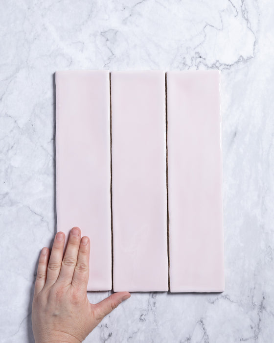 Kiko Subway Soft Pink Gloss Ceramic Tile 76x302mm