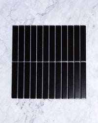 Kalana Kit Kat Finger Black Matt Mosaic Tile tile, view 2 - Tile Touch