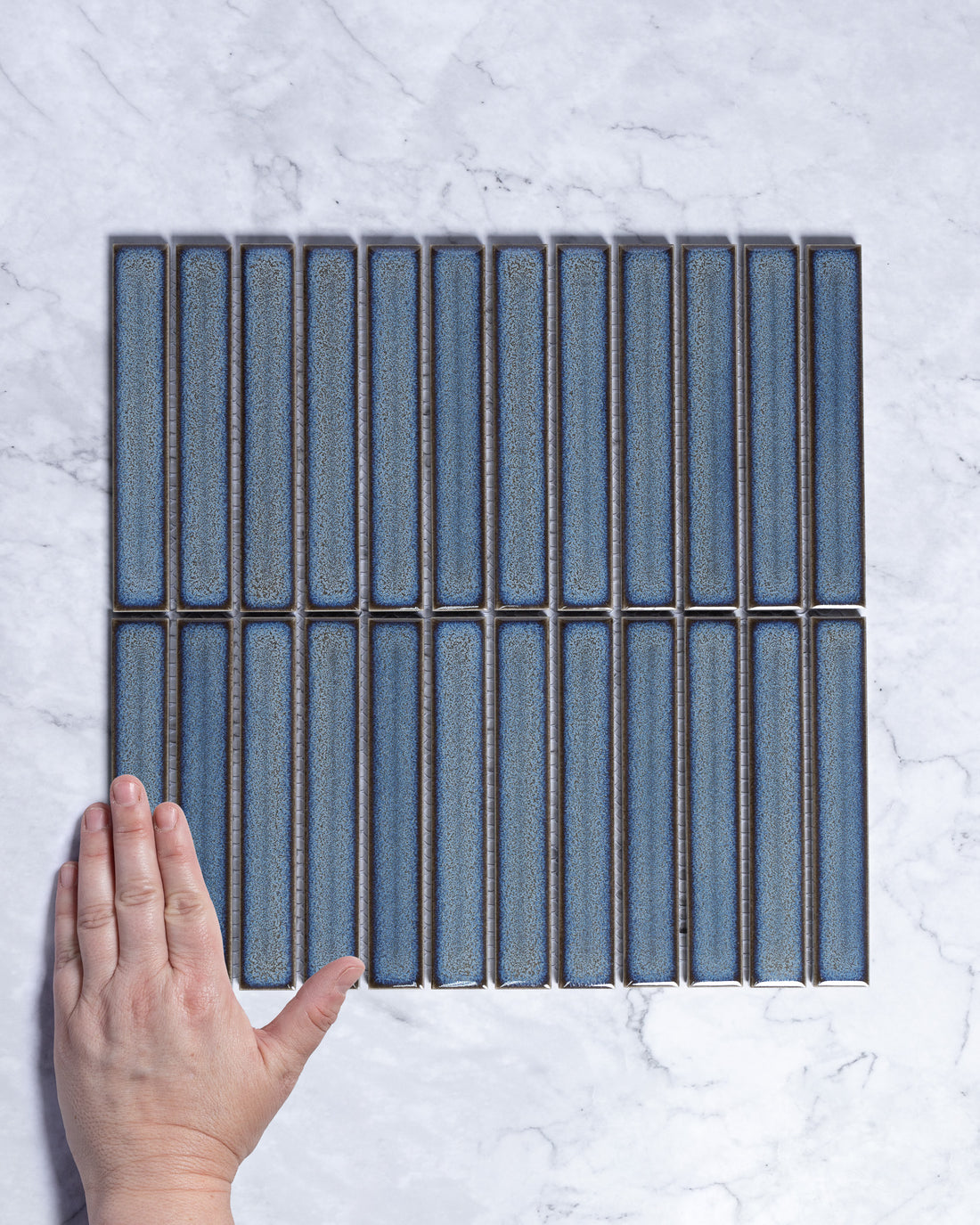 Kalana Kit Kat Finger Tarnished Grey Blue Finger Mosaic Tile tile, view 1 - Tile Touch