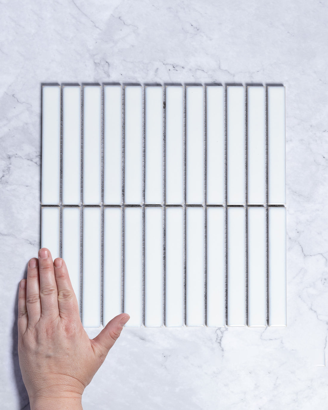 Kalana Kit Kat Finger Bone White Finger Mosaic Tile tile, view 1 - Tile Touch