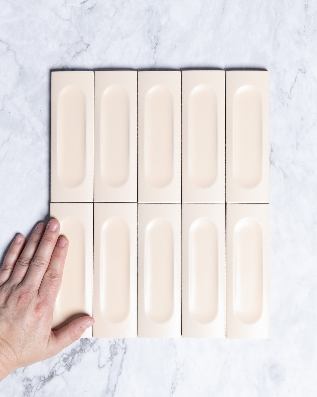 Kent Italian Matt Tile Bone White 50x150mm 3D tile, view 1 - Tile Touch