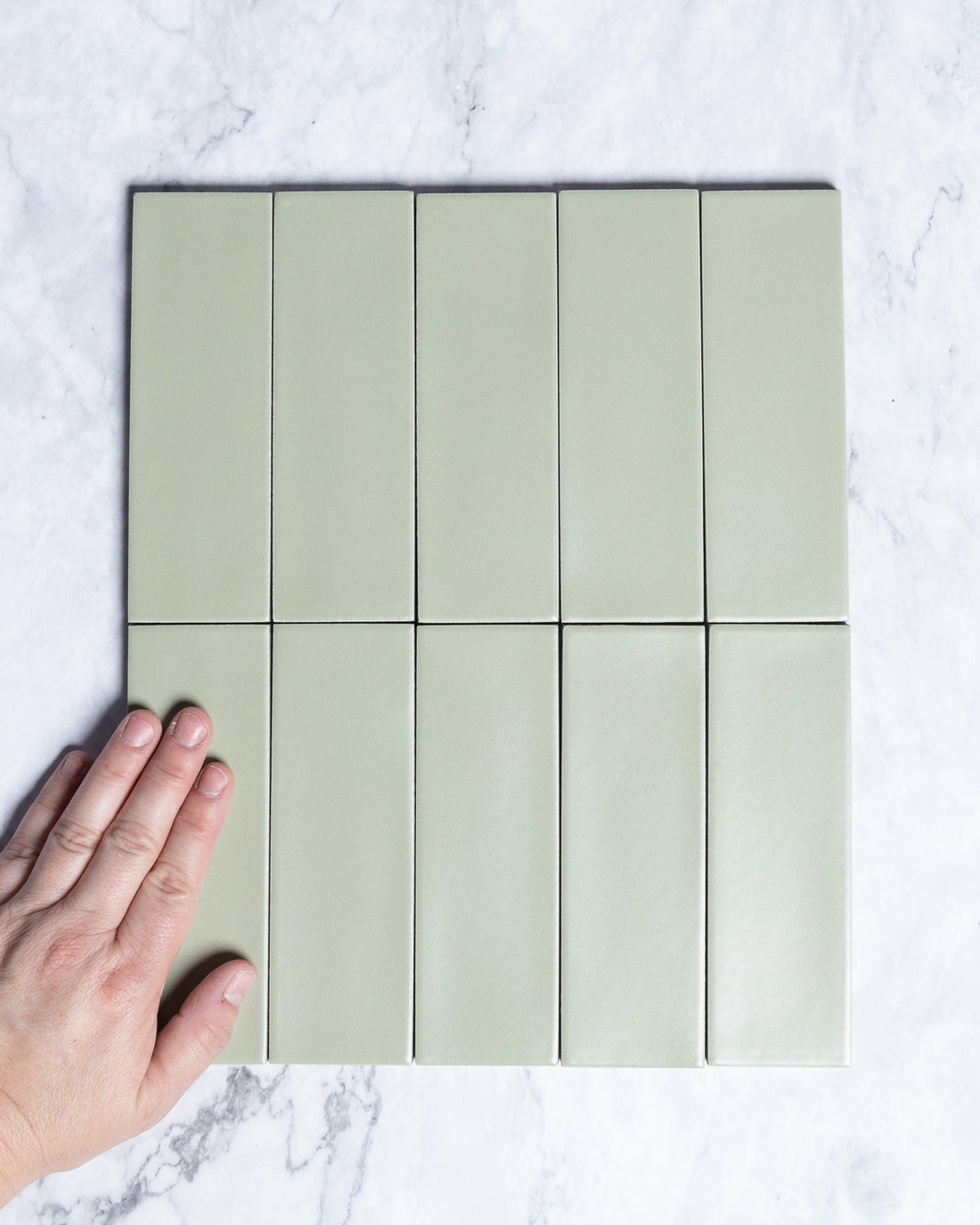 Kent Italian Matt Tile Sage Green 50x150mm tile, view 1 - Tile Touch