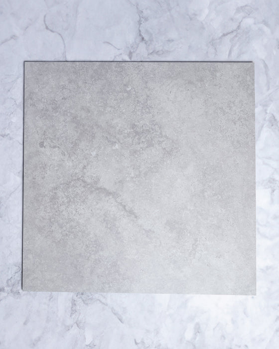 Kronos Light Grey Matt Travertine Look Porcelain Tile 600x600mm