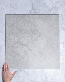  Kronos Light Grey Matt Travertine Look Porcelain Tile 600x600mm