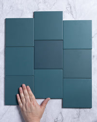Laia Spanish Square Matt Porcelain 123x123mm Turquoise tile, view 1 - Tile Touch