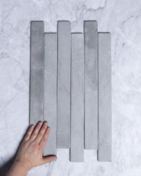Lazer Brick Look Italian Porcelain Tile 48x450mm Silver tile, view 1 - Tile Touch