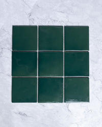 Ligato Emerald Green Gloss Square Mosaic 100 x 100mm tile, view 2 - Tile Touch