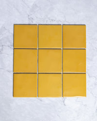 Ligato Mustard Yellow Gloss Square Mosaic 100 x 100mm tile, view 2 - Tile Touch