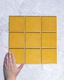  Ligato Mustard Yellow Gloss Square Mosaic 100 x 100mm