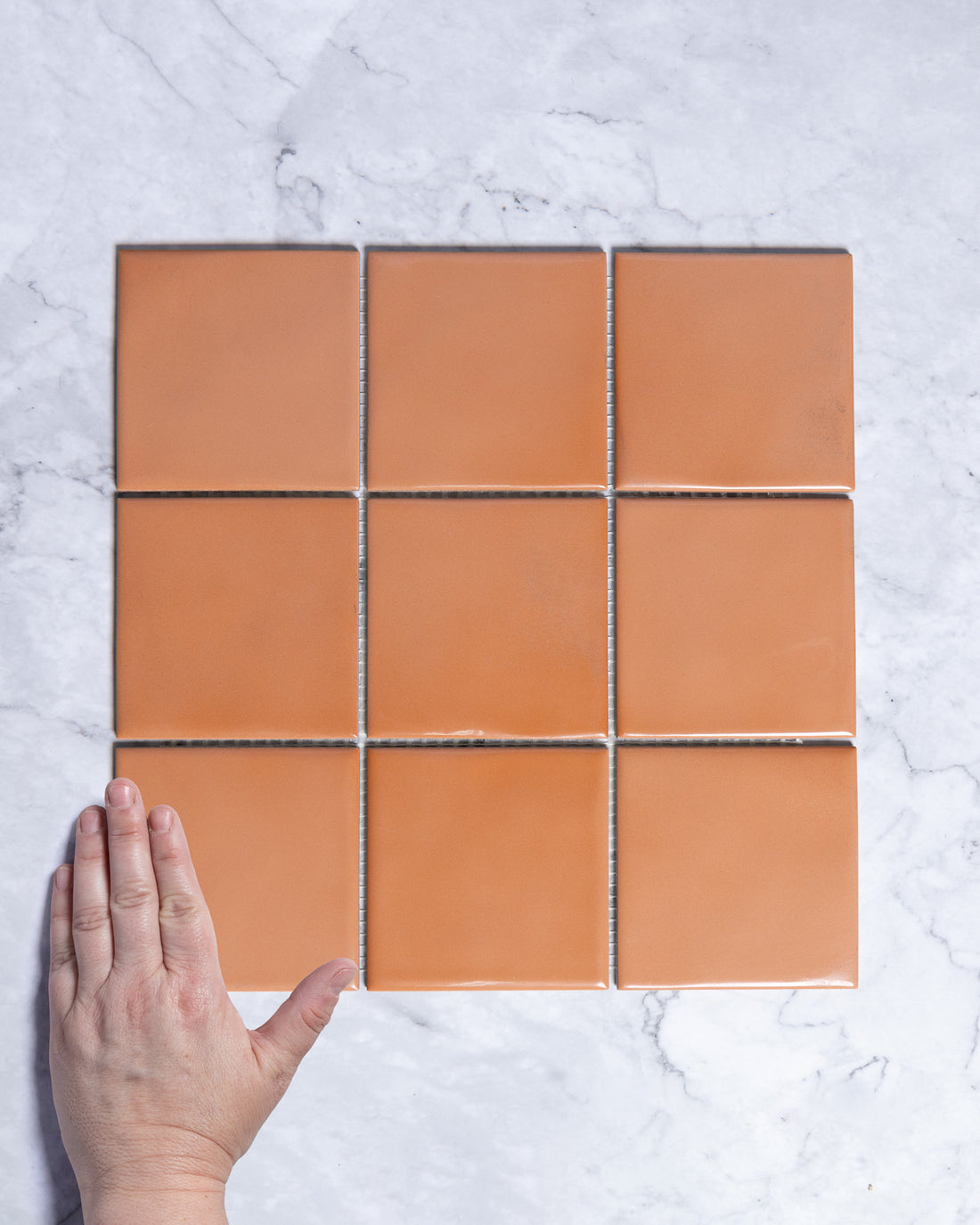 Ligato Terra Orange Gloss Square Mosaic 100 x 100mm tile, view 1 - Tile Touch