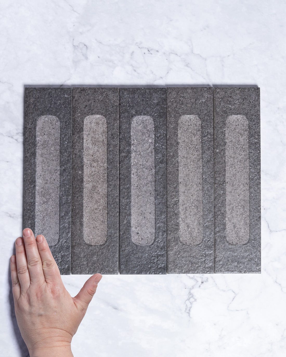 London Mini Bricks Italian Porcelain Tile 60x240mm Black Décor tile, view 1 - Tile Touch