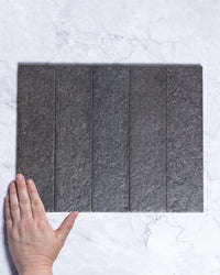 London Mini Bricks Italian Porcelain Tile 60x240mm Black tile, view 1 - Tile Touch