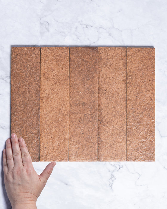 London Mini Bricks Italian Porcelain Tile 60x240mm Rose