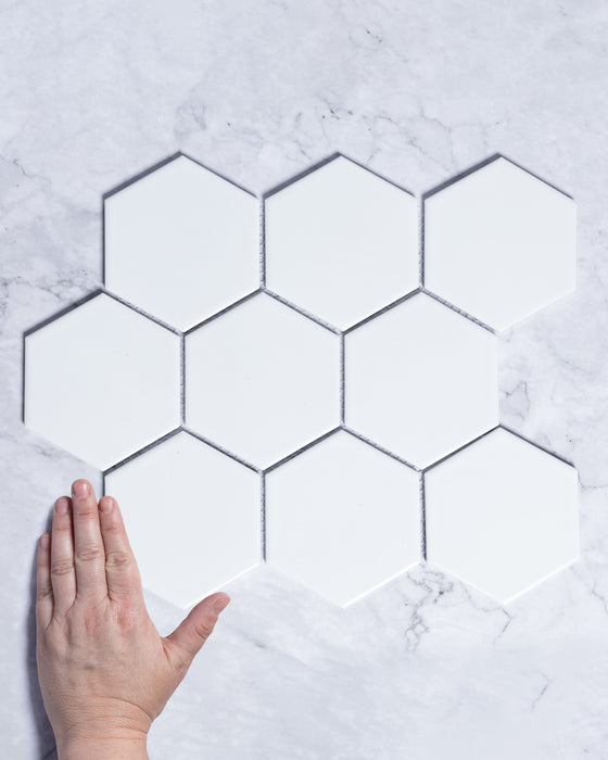 Lucas Large White Gloss Hexagon Mosaic