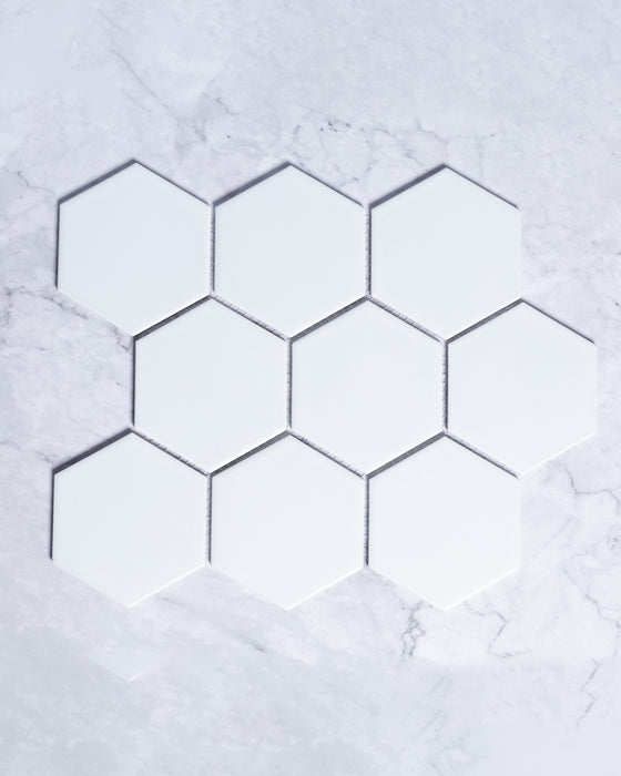 Lucas Large White Matt Hexagon Mosaic