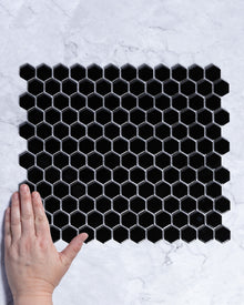  Lucas Mini Black Gloss Hexagon Mosaic