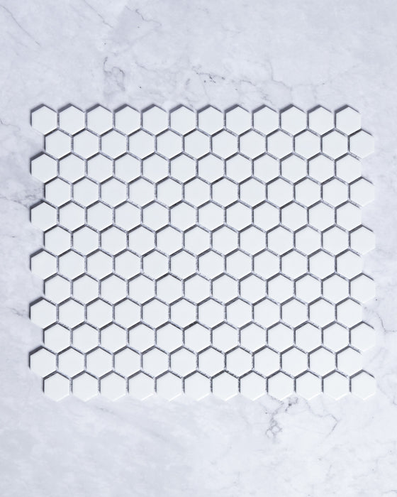 Lucas Mini White Gloss Hexagon Mosaic