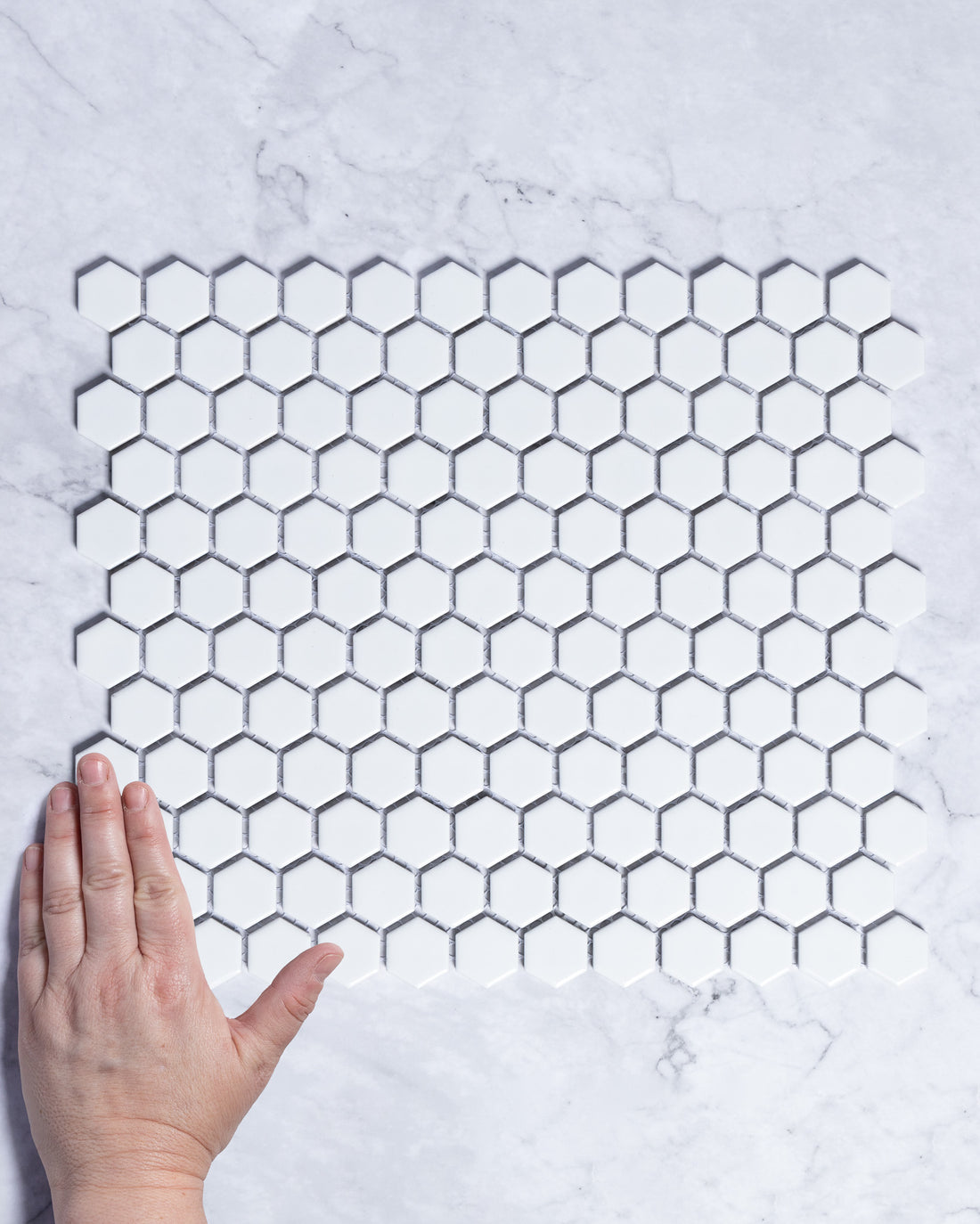 Lucas Mini White Gloss Hexagon Mosaic
