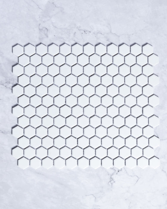 Lucas Mini White Matt Hexagon Mosaic