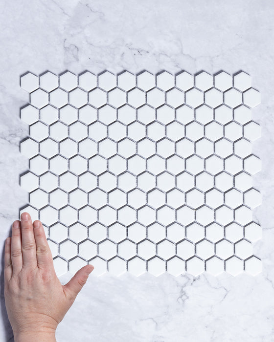 Lucas Mini White Matt Hexagon Mosaic