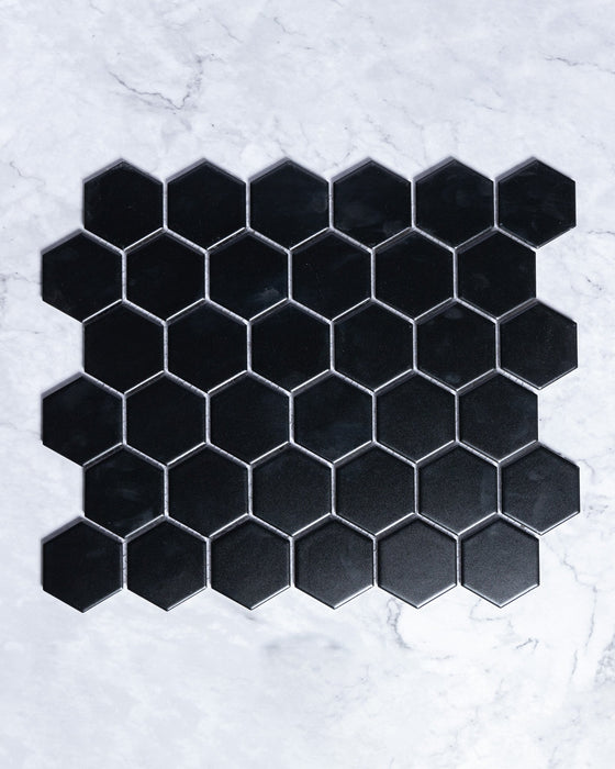 Lucas Small Black Matt Hexagon Mosaic