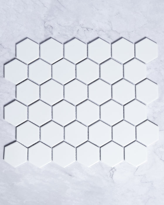 Lucas Small White Gloss Hexagon Mosaic