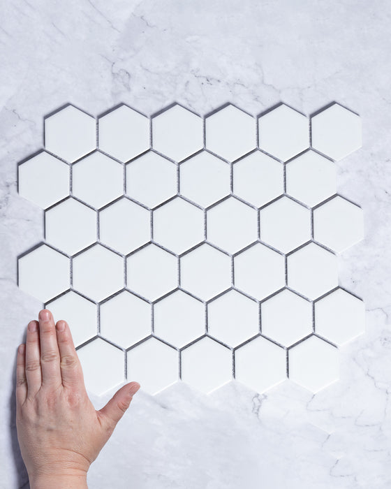 Lucas Small White Matt Hexagon Mosaic