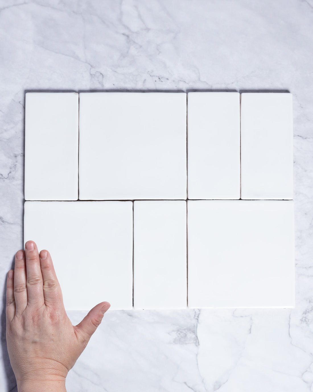 Kiko Square and Subway Pattern White Matt Ceramic Tile