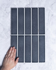  Kazoku Osaka Grey-Blue Speckle Japanese Hand Glazed Large Finger Mosaics 45x195mm