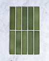 Kazoku Osaka Olive Green Speckle Japanese Hand Glazed Large Finger Mosaics 45x195mm